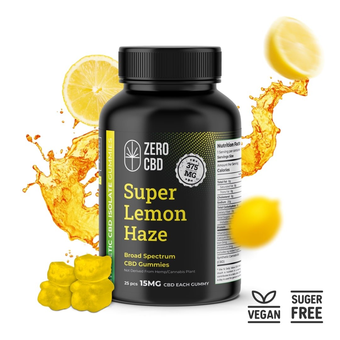 Zero CBD- Sugarfree Vegan Broad Spectrum CBD Gummies (25 Pcs) | Super Lemon Haze(375mg/875mg/1250mg) - CBD Store India